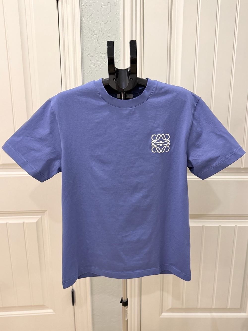 Loewe Lavender-Blue Short Sleeve Tee with White Anagram